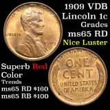 1909 vdb Lincoln Cent 1c Grades GEM Unc RD