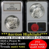 ***Auction Highlight*** NGC 1925-s Peace Dollar $1 Graded ms63 by NGC (fc)