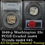 PCGS 1949-p Washington Quarter 25c Graded ms64 by PCGS