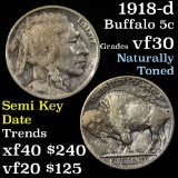 1918-d Buffalo Nickel 5c Grades vf++