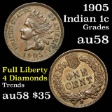 1905 Indian Cent 1c Grades Choice AU/BU Slider