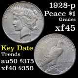 1928-p Peace Dollar $1 Grades xf+ (fc)