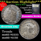 ***Auction Highlight*** 1829 o-103 Capped Bust Half Dollar 50c Graded Select Unc by USCG (fc)