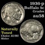 1936-p Buffalo Nickel 5c Grades Choice AU/BU Slider