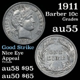 1911-d Barber Dime 10c Grades Choice AU