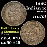 1880 Indian Cent 1c Grades Select AU