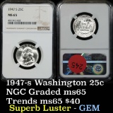 NGC 1947-s Washington Quarter 25c Graded ms65 by NGC