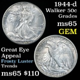 1944-d Walking Liberty Half Dollar 50c Grades GEM Unc