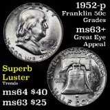 1952-p Franklin Half Dollar 50c Grades Select+ Unc