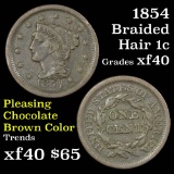 1854 Braided Hair Large Cent 1c Grades xf