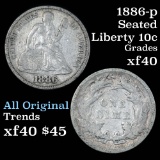 1886-p Seated Liberty Dime 10c Grades xf