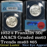 ANACS 1952-s Franklin Half Dollar 50c Graded ms63 by Anacs