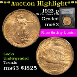 ***Auction Highlight*** PCGS 1923-p Gold St. Gaudens Double Eagle $20 Graded ms63 by PCGS (fc)