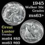 1945-s Walking Liberty Half Dollar 50c Grades Select+ Unc