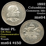 1892 Columbian Old Commem Half Dollar 50c Grades Choice Unc