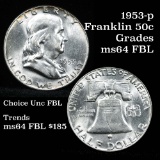 1953-p Franklin Half Dollar 50c Grades Choice Unc FBL