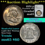 ***Auction Highlight*** NGC 1951-p Franklin Half Dollar 50c Graded ms65 by NGC (fc)