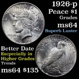 1926-p Peace Dollar $1 Grades Choice Unc