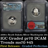 2006-s Silver South Dakota Washington Quarter 25c Graded pr70 dcam by ICG