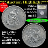 ***Auction Highlight*** 1876-s Seated Liberty Quarter 25c Graded Select Unc by USCG (fc)