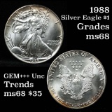 1988 Silver Eagle Dollar $1 Grades GEM+++ Unc