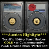 ***Auction Highlight*** PCGS 2016-p Pearl Harbor commemorative gold Graded ms70 by PCGS (fc)