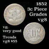 1852 3 Cent Silver 3cs Grades vg, very good