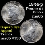 1924-p Peace Dollar $1 Grades GEM Unc