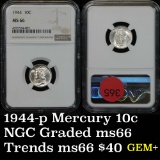 PCGS 1944-p Mercury Dime 10c Graded ms66 by PCGS