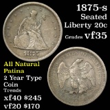 1875-s Twenty Cent Piece 20c Grades vf++ (fc)