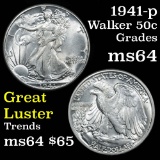 1941-p Walking Liberty Half Dollar 50c Grades Choice Unc