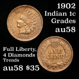 1902 Indian Cent 1c Grades Choice AU/BU Slider
