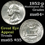 1952-p Washington Quarter 25c Grades Choice+ Unc