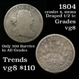 1804 croslet 4, Stems Draped Bust Half Cent 1/2c Grades vg, very good