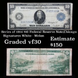 Series of 1914 $10 Federal Reserve Note, Chicago 7-G Grades vf++