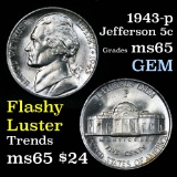 1943-p Jefferson Nickel 5c Grades GEM Unc