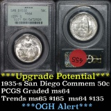 PCGS 1935-s San Diego Old Commem Half Dollar 50c Graded ms64 by PCGS