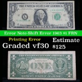 Error Note - Shift Error 1963 $1 FRN Grades vf++ (fc)