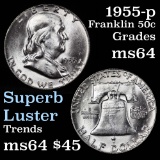 1955-p Franklin Half Dollar 50c Grades Choice Unc