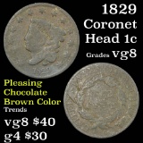 1829 Coronet Head Large Cent 1c Grades vg, very good