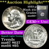 1953-p Washington Quarter 25c Graded GEM++ Unc by USCG (fc)