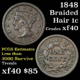 1848 Braided Hair Large Cent 1c Grades xf