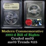 1993-d Bill of Rights Modern Commem Dollar $1 Grades ms70, Perfection