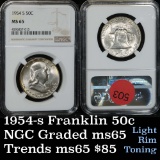 NGC 1954-s Franklin Half Dollar 50c Graded ms65 by NGC