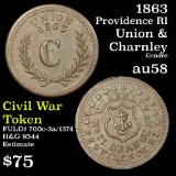 1863 RI Patriotic Civil War Token Union & Charnley Fuld#700c-3a/1374 H&G 9544 Grades Choice au58