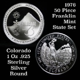 1976 Franklin Mint .925 Fine Sterling Silver Proof Round Colorado 1 oz. .999 fine silver