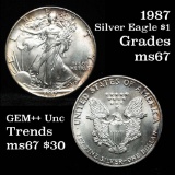 1987 Silver Eagle Dollar $1 Grades GEM++ Unc