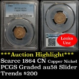 ***Auction Highlight*** PCGS 1864 cn Indian Cent 1c Graded au58 by PCGS (fc)