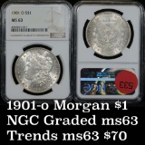 NGC 1901-o Morgan Dollar $1 Graded ms63 by NGC