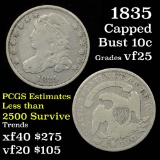1835 Capped Bust Dime 10c Grades vf+